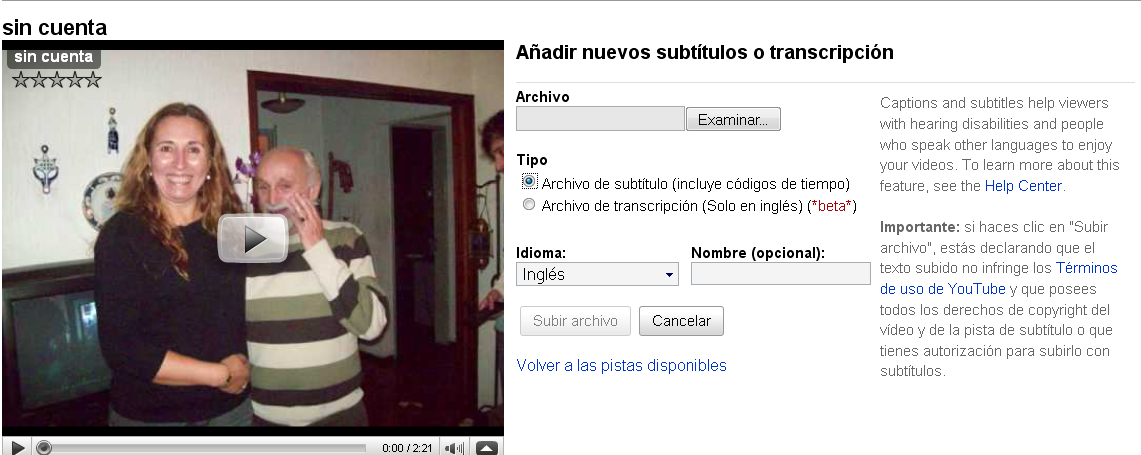 Subtitula de video con YOUTUBE