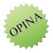 Estrella de color verde con letras negras que dice opina
