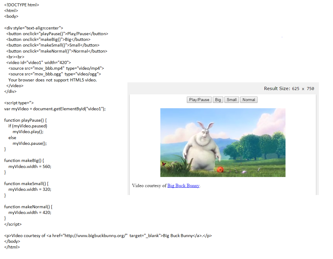 Código para incrustar un video con html5 con javascript